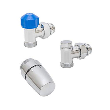 Schulte Thermostat Set Eck für Heizkörper, verchromt, Wandanschluss (Wasser-Rohre kommen aus der Wand), voreinstellbar und absperrbar, EP7065002 im Sale